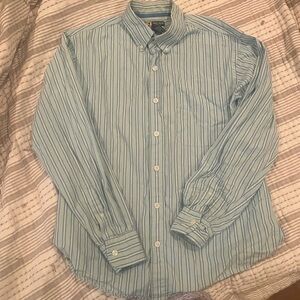 Vintage Ladies Duck Head Blue Striped Shirt, size medium 100 percent cotton